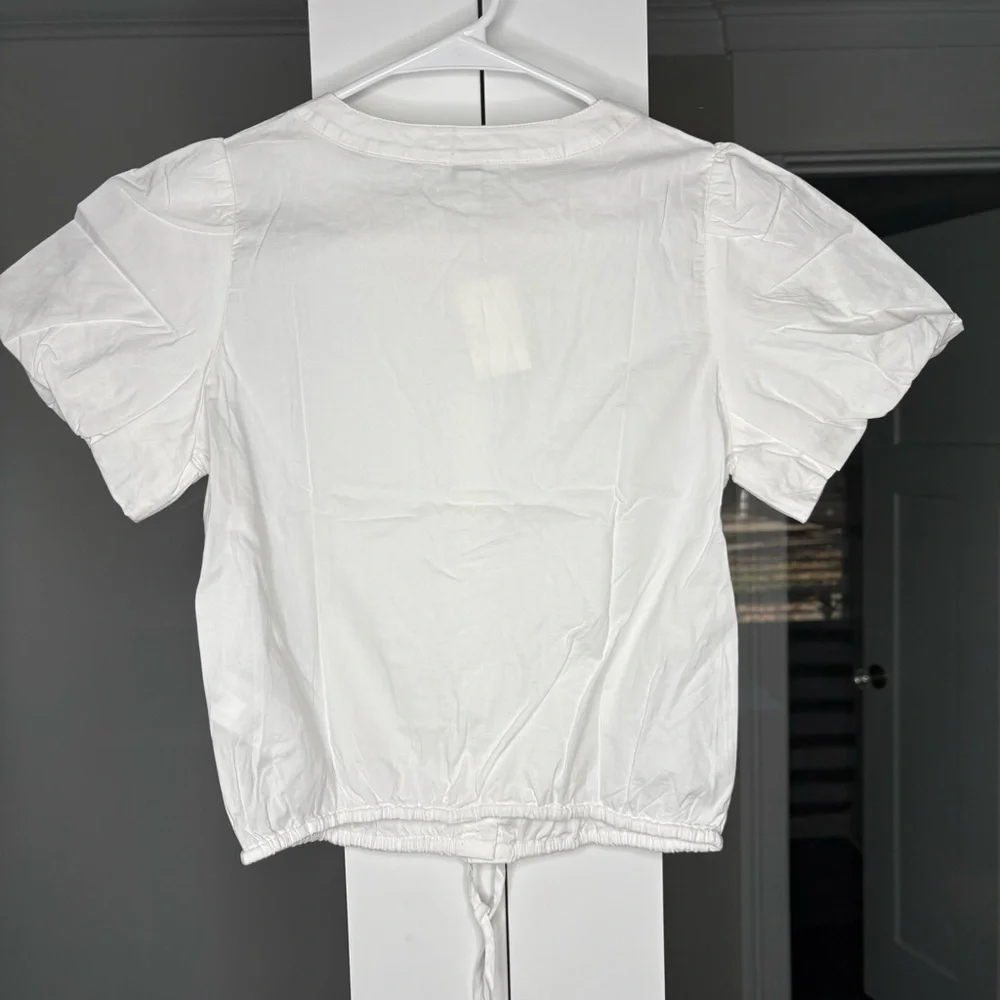 NWT J. Crew Puff-sleeve Tie-waist Top White